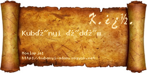 Kubányi Ádám névjegykártya