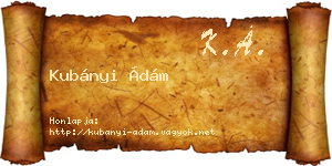 Kubányi Ádám névjegykártya